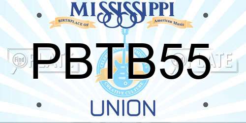 PBTB55 Mississippi License Plate
