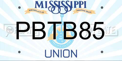 PBTB85 Mississippi License Plate