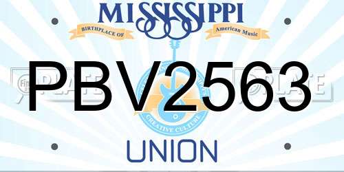 PBV2563 Mississippi License Plate