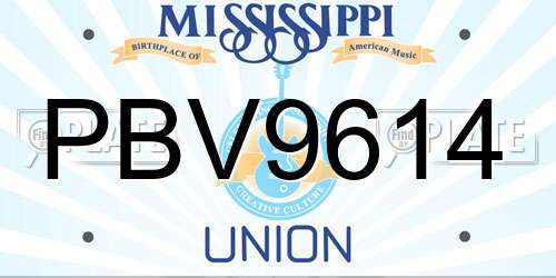 PBV9614 Mississippi License Plate