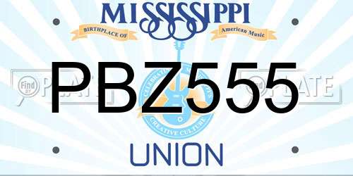PBZ555 Mississippi License Plate
