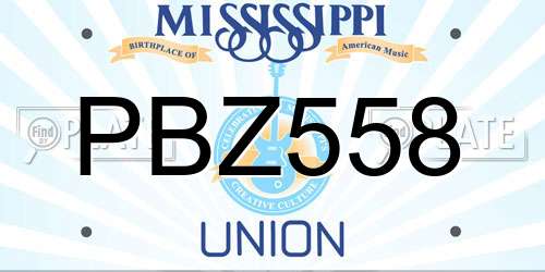 PBZ558 Mississippi License Plate