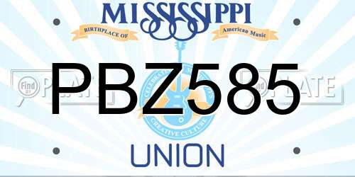 PBZ585 Mississippi License Plate