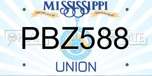 PBZ588 Mississippi License Plate
