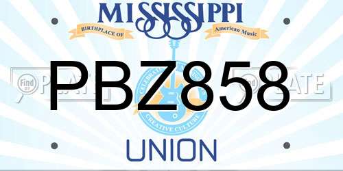 PBZ858 Mississippi License Plate
