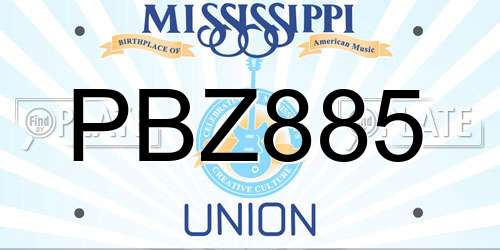 PBZ885 Mississippi License Plate