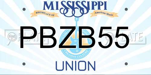 PBZB55 Mississippi License Plate