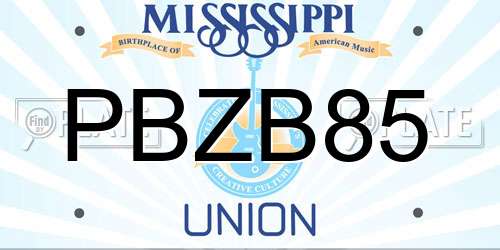 PBZB85 Mississippi License Plate