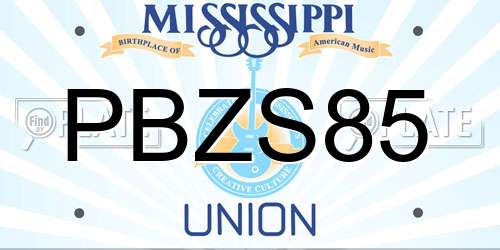 PBZS85 Mississippi License Plate