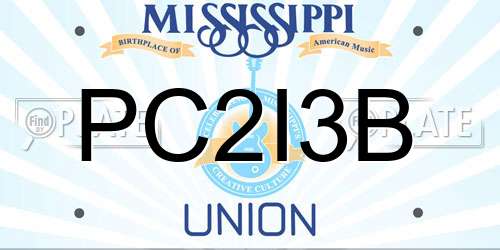 PC2I3B Mississippi License Plate