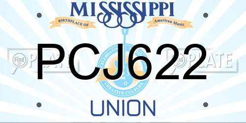 PCJ622 Mississippi License Plate