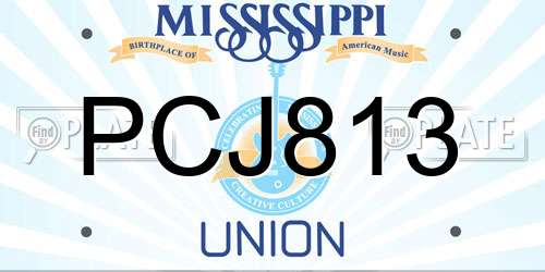 PCJ813 Mississippi License Plate