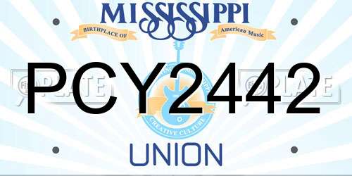 PCY2442 Mississippi License Plate
