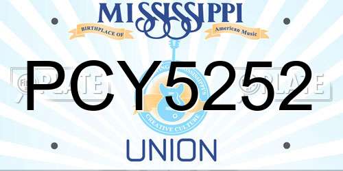 PCY5252 Mississippi License Plate