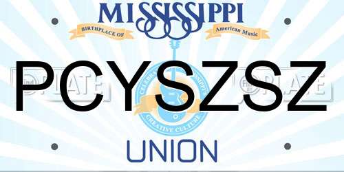 PCYSZSZ Mississippi License Plate