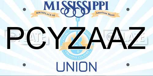 PCYZAAZ Mississippi License Plate