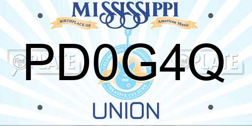PD0G4Q Mississippi License Plate