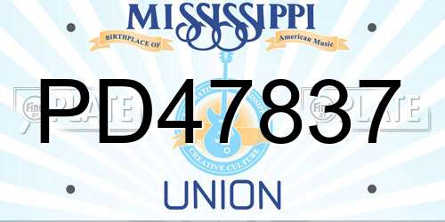 PD47837 Mississippi License Plate