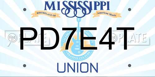 PD7E4T Mississippi License Plate