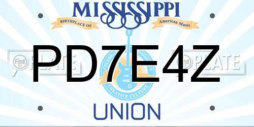 PD7E4Z Mississippi License Plate