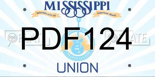 PDF124 Mississippi License Plate