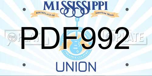 PDF992 Mississippi License Plate