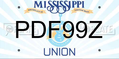 PDF99Z Mississippi License Plate