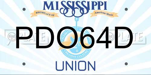 PDO64D Mississippi License Plate