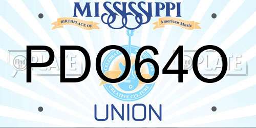 PDO64O Mississippi License Plate
