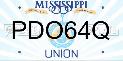 PDO64Q Mississippi License Plate