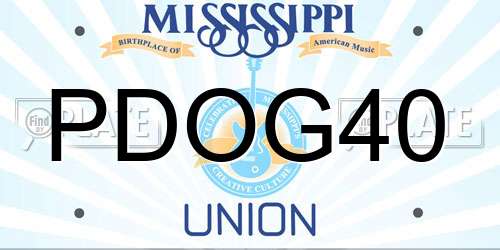 PDOG40 Mississippi License Plate
