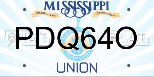 PDQ64O Mississippi License Plate