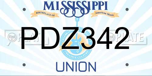 PDZ342 Mississippi License Plate