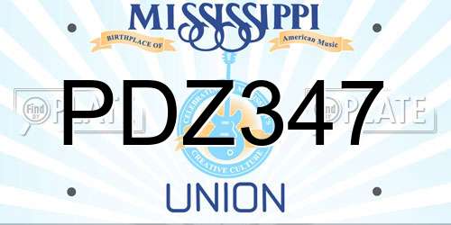 PDZ347 Mississippi License Plate
