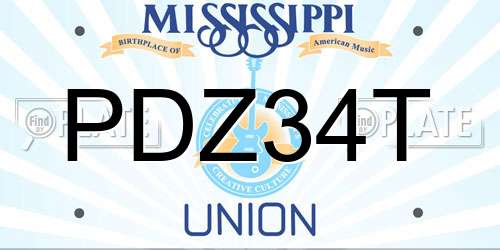 PDZ34T Mississippi License Plate