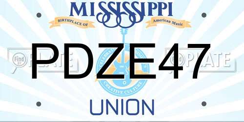 PDZE47 Mississippi License Plate