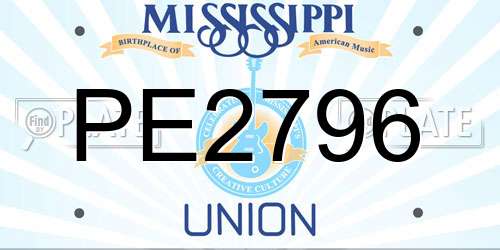 PE2796 Mississippi License Plate