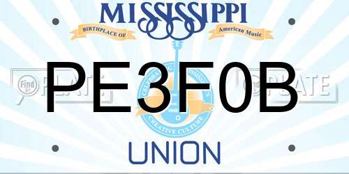 PE3F0B Mississippi License Plate