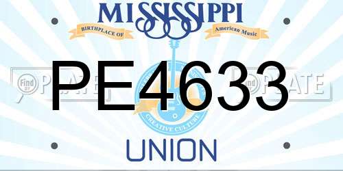 PE4633 Mississippi License Plate