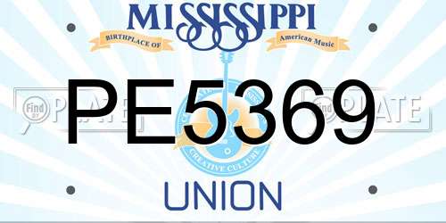 PE5369 Mississippi License Plate