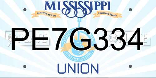 PE7G334 Mississippi License Plate