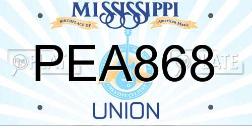 PEA868 Mississippi License Plate