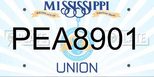 PEA8901 Mississippi License Plate