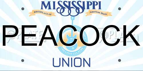 PEACOCK Mississippi License Plate