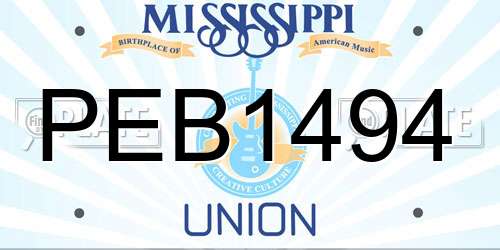 PEB1494 Mississippi License Plate