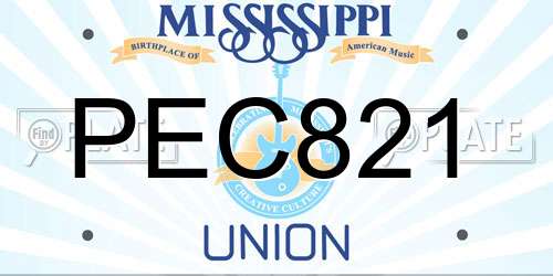 PEC821 Mississippi License Plate