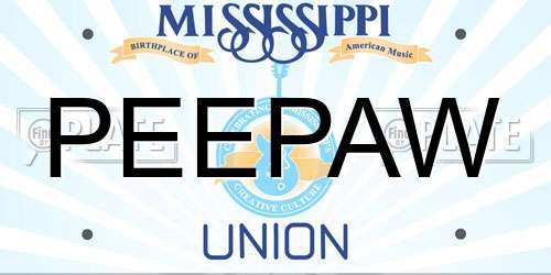 PEEPAW Mississippi License Plate