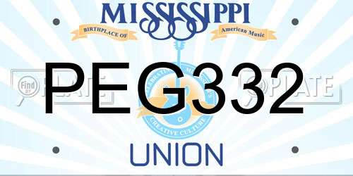 PEG332 Mississippi License Plate