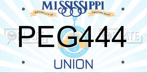 PEG444 Mississippi License Plate