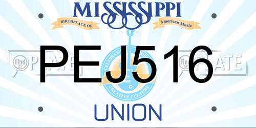 PEJ516 Mississippi License Plate